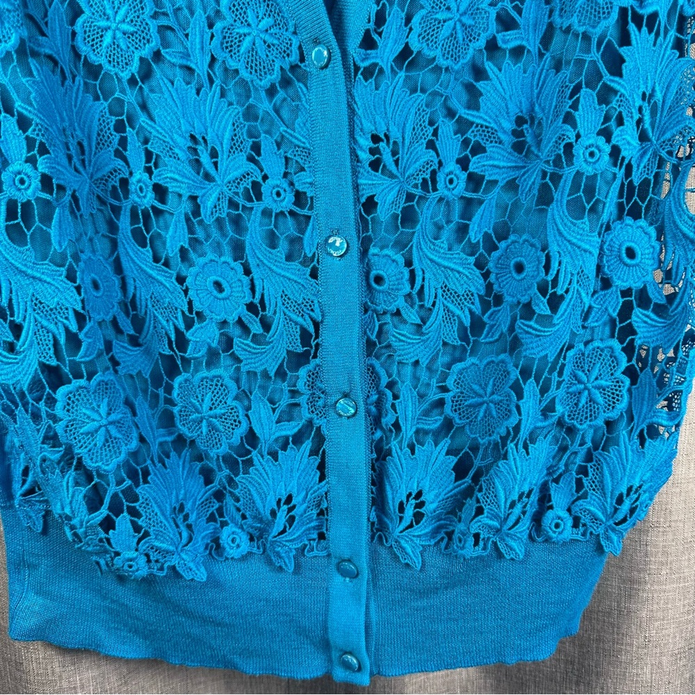 ESCADA Lagoon Lace Front Cardigan - Size XL - Picture 5 of 7